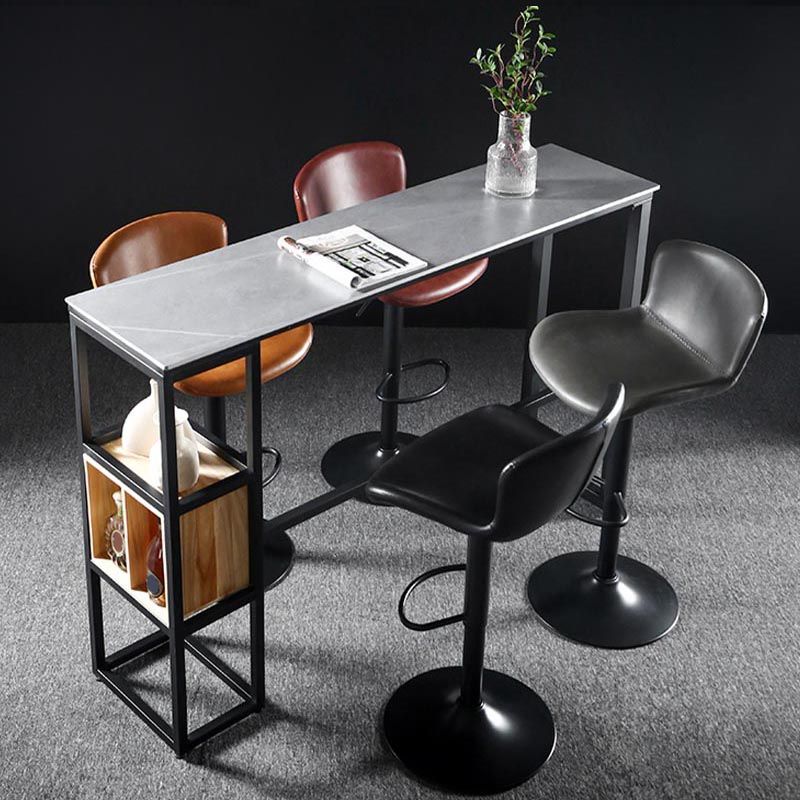Industrial Bar Table 42-inch Height Stone Top Bistro Table with Storage Shelf Clearhalo 'Bar Furniture' 'Bar Tables' 'bar_tables' 'furn' 'furn_bar_tables' 'Furniture' 'furniture_bar_tables' 'Kitchen & Dining Furniture' 1200x1200_98af14e3-bd50-43d9-832d-9e35fa088328