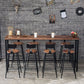 Rectangle Pine Wood Top Bar Table in Brown Modern Bistro Table with Black Trestle Base