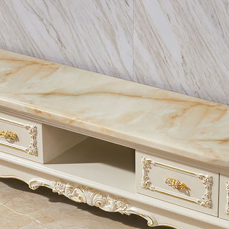 Glamber Marble TV Stand White Open Stalling TV Console con cajones