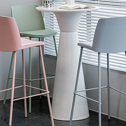 Contemporary Round Bar Height Table Metal Base Bar Table in Black and White