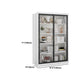 14.9" Wide Whit Bookcase Modern Stainless Steel and Glass Book Shelf With Doors