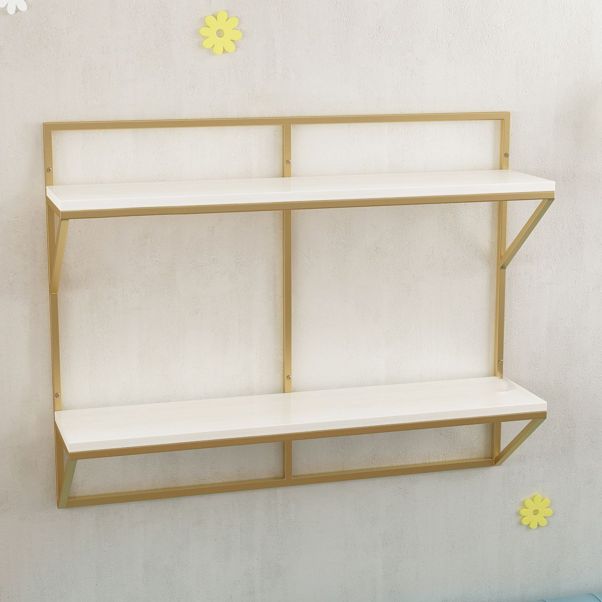 Glam Wall Mounted Bookshelf Iron Frame Glass and Pine Shelf Bookshelf Clearhalo 'Bookcases' 'furn' 'furn_bookcases' 'Furniture' 'furniture_bookcases' 'kitchen' 'kitchen_bookcases' 'Living Room Furniture' 'Office Furniture' 1200x1200_98b4efc7-2be0-4a78-a269-8246c4aff736