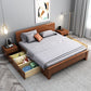 Queen Bed 43.3 Inch High Walnut Panel Bed in Brone with 4 Legs Clearhalo 'Bedroom Furniture' 'Beds' 'furn' 'furn_beds' 'Furniture' 1200x1200_98b61d59-3b4a-4f6e-8a2c-5ce0db9aca38
