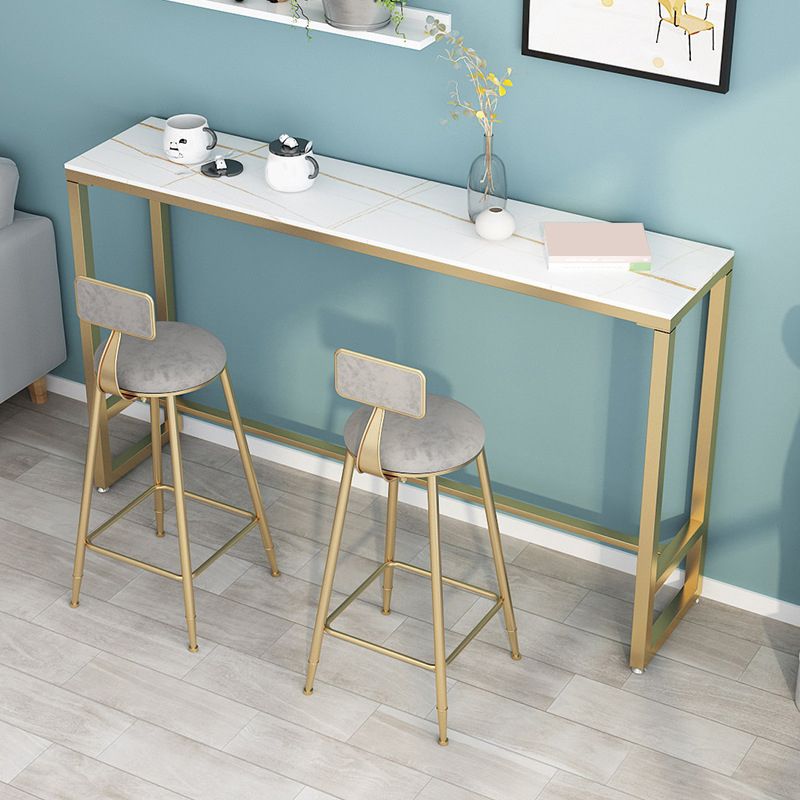 Mesa de bar rectangular de piedra sinterizada, mesa de bar con base dorada y metálica para cocina y sala de estar