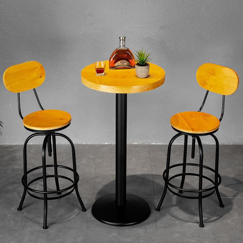 1/2/3 Pieces Industrial Style Round Bar Table Set Solid Wood Bistro Set Clearhalo 'Bar Furniture' 'furn' 'furn_home_bar_bar_sets' 'Furniture' 'Home Bars & Bar Sets' 'home_bar_bar_sets' 'Kitchen & Dining Furniture' 1200x1200_98bbcb3a-4d43-4cc0-9c71-5e21de5d2f5d