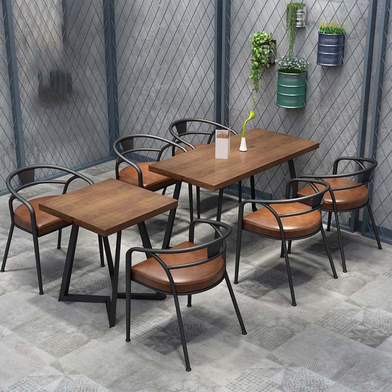 Industrial Double Pedestal Dining Table Wood Table for Cafe Bar Clearhalo 'Dining Tables & Seating' 'Dining Tables' 'dining_table' 'furn' 'furn_dining_table' 'Furniture' 'Kitchen & Dining Furniture' 1200x1200_98bc52af-c8e9-4189-92a2-3cb0737f9057