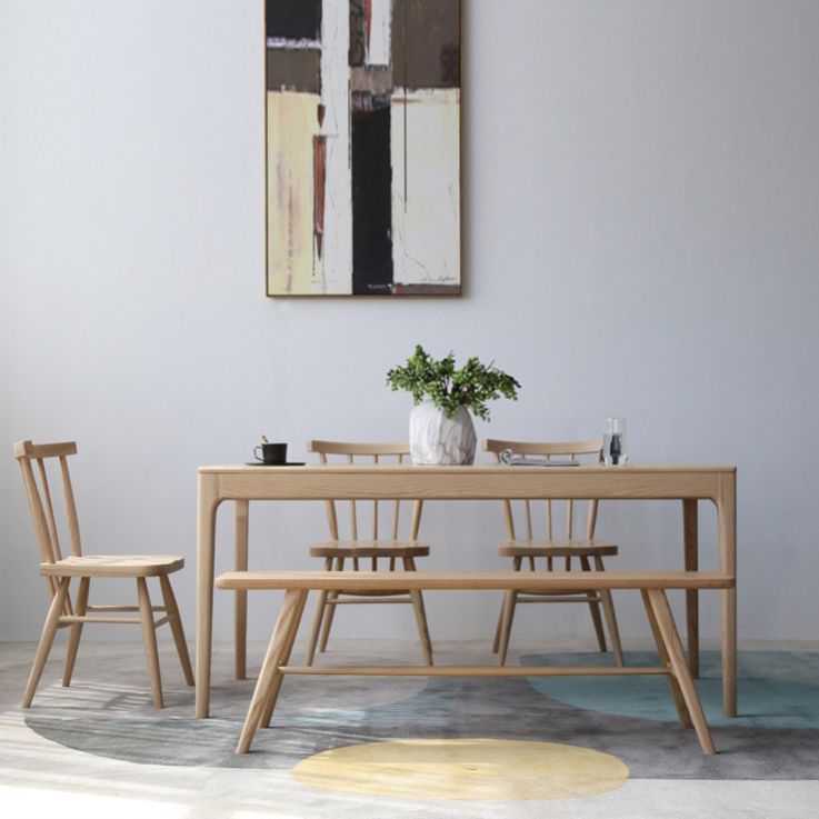 Table de bois de cendres moderne médiévale pour table rectangle de restaurant avec 4 jambes