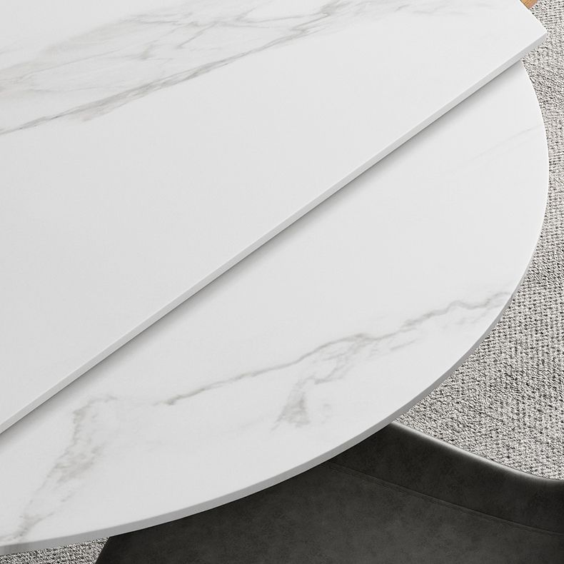 Modern Style Round 4 Legs Table Stone Dining Room Home Furniture with Drop-Leaf Clearhalo ' dining_table' 'Dining Tables & Seating' 'Dining Tables' 'furn' 'furn_dining_table' 'Furniture' 'furniture_dining_table' 'Kitchen & Dining Furniture' 'kitchen&dining_furn' 'kitchen' 'kitchen_dining_table' 1200x1200_98bed28d-159e-4ab5-a98e-f73a83172ef7