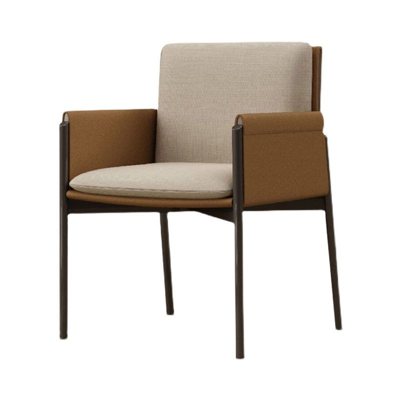 Minimalist Linen Fabric Dining Chair Solid Back Arm Single Chair for Kitchen Clearhalo ' kitchen&dining_furn' 'Dining Chairs' 'Dining Tables & Seating' 'dining_chair' 'furn' 'furn_dining_chair' 'Furniture' 'furniture_dining_chair' 'Kitchen & Dining Furniture' 'kitchen' 1200x1200_98bf7542-3ebe-49bf-bad6-8a538d3d3c15