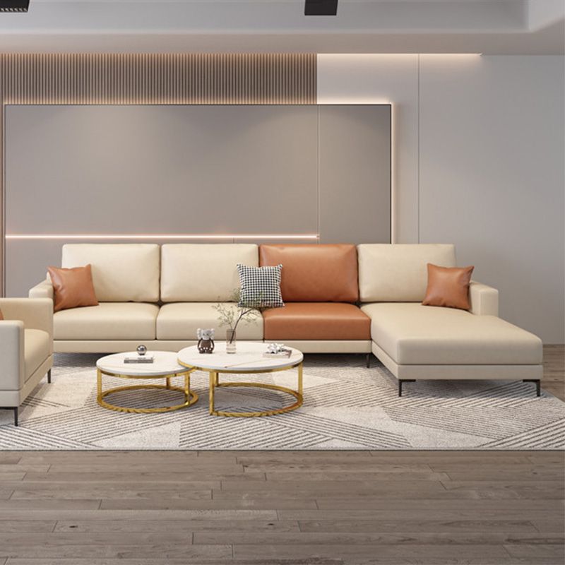 124x67x29.5 Faux Leather Sectiona Square Arm for Living Room Clearhalo 'furn' 'furn_sectionals' 'Furniture' 'furniture_sectionals' 'kitchen' 'kitchen_sectionals' 'Living Room Furniture' 'Sectionals' 1200x1200_98bf7a09-3532-4797-a2ca-e55c8bed4bf6