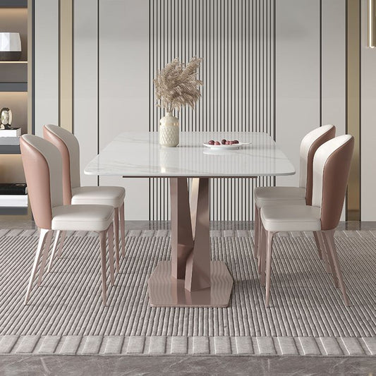 Modern 1/4/5/7 Pieces Silver Dining Table Set with Sintered Stone Top Scalable Dinette Set Clearhalo 'Dining Room Sets' 'Dining Tables & Seating' 'dining_room_set' 'furn' 'furn_dining_room_set' 'Furniture' 'furniture_dining_room_set' 'Kitchen & Dining Furniture' 1200x1200_98bfd677-d1b8-4583-a029-3f0333a87426