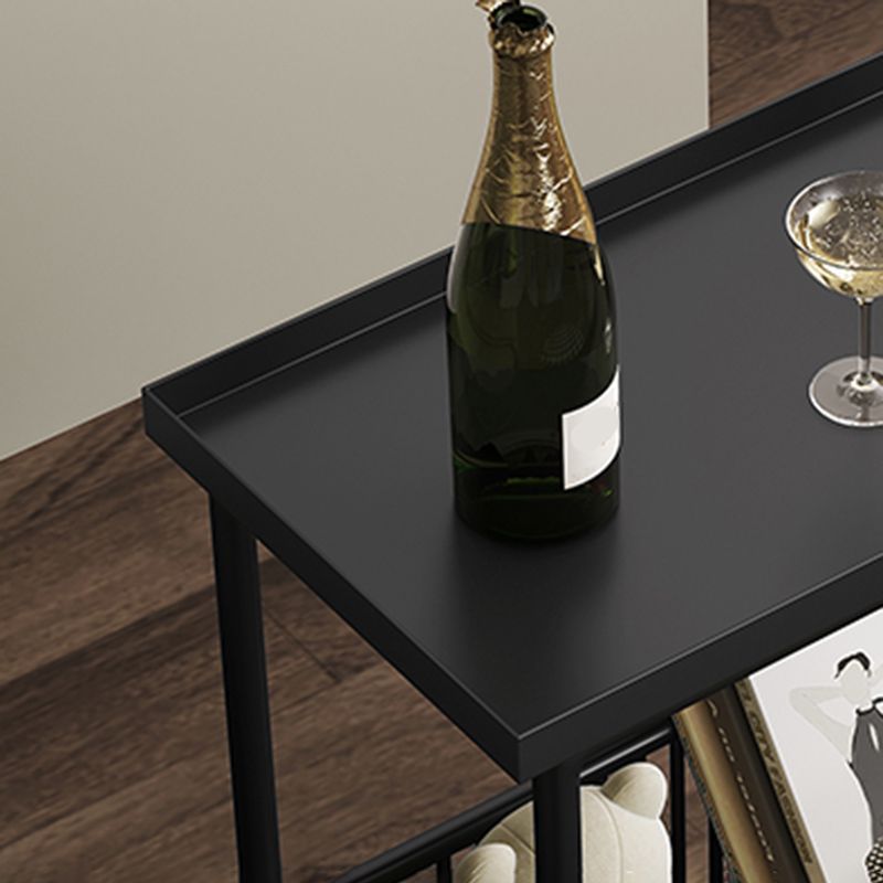 Rectangle Tray Top Side Table 21.65" Tall Iron 4 Legs End Table with Shelf