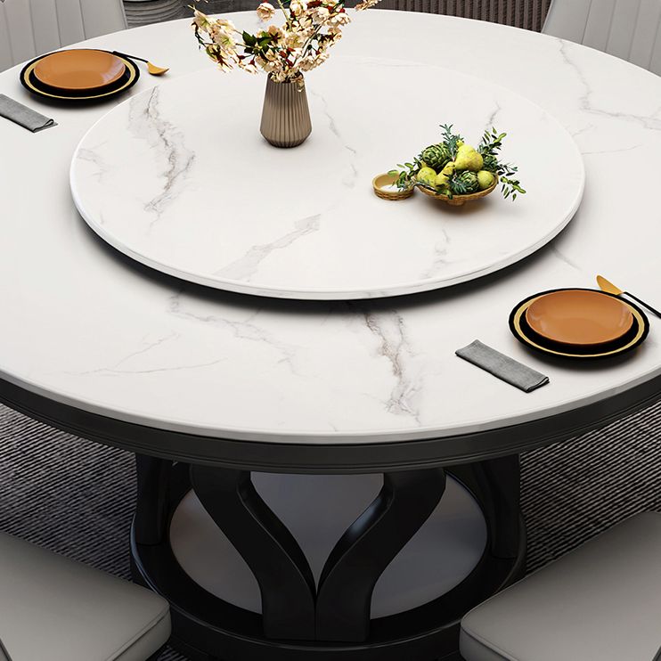 Solid Wood Contemporary Round Dining Table Sintered Stone Top Table for Dining Room Clearhalo ' dining_table' 'Dining Tables & Seating' 'Dining Tables' 'furn' 'furn_dining_table' 'Furniture' 'furniture_dining_table' 'Kitchen & Dining Furniture' 'kitchen&dining_furn' 'kitchen' 'kitchen_dining_table' 1200x1200_98c1a965-3a10-4af7-b3b0-604c76c01ce4
