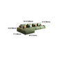 Square Arm 3/4-Seater Sofa & Chaise Green Faux Leather Sectional