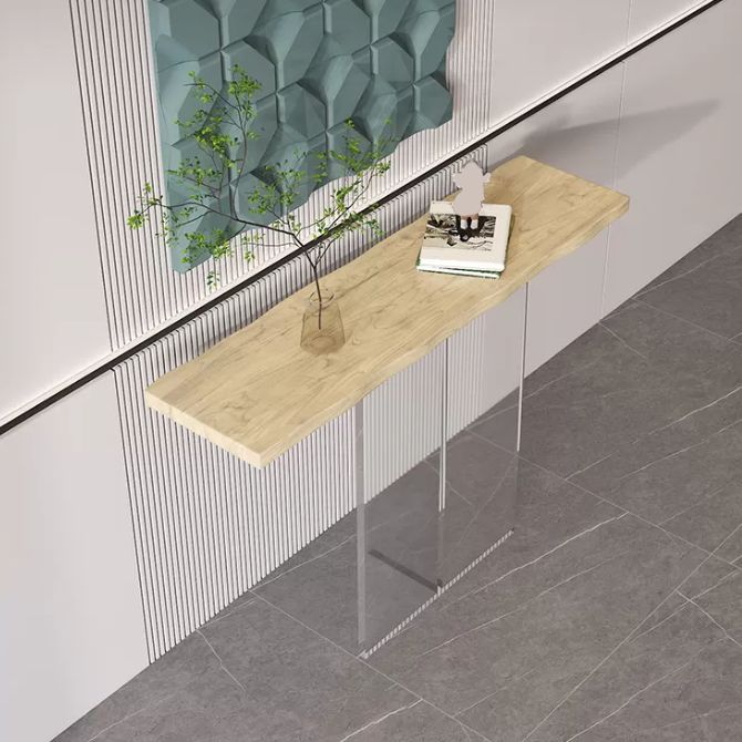 Solid Wood Rectangle Accent Table 31.5-inch Tall End Table with Acrylic Leg Clearhalo 'Console Tables' 'console_tables' 'Entry & Mudroom Furniture' 'furn' 'furn_console_tables' 'Furniture' 1200x1200_98c544d7-d7b7-4739-8942-16a107875858