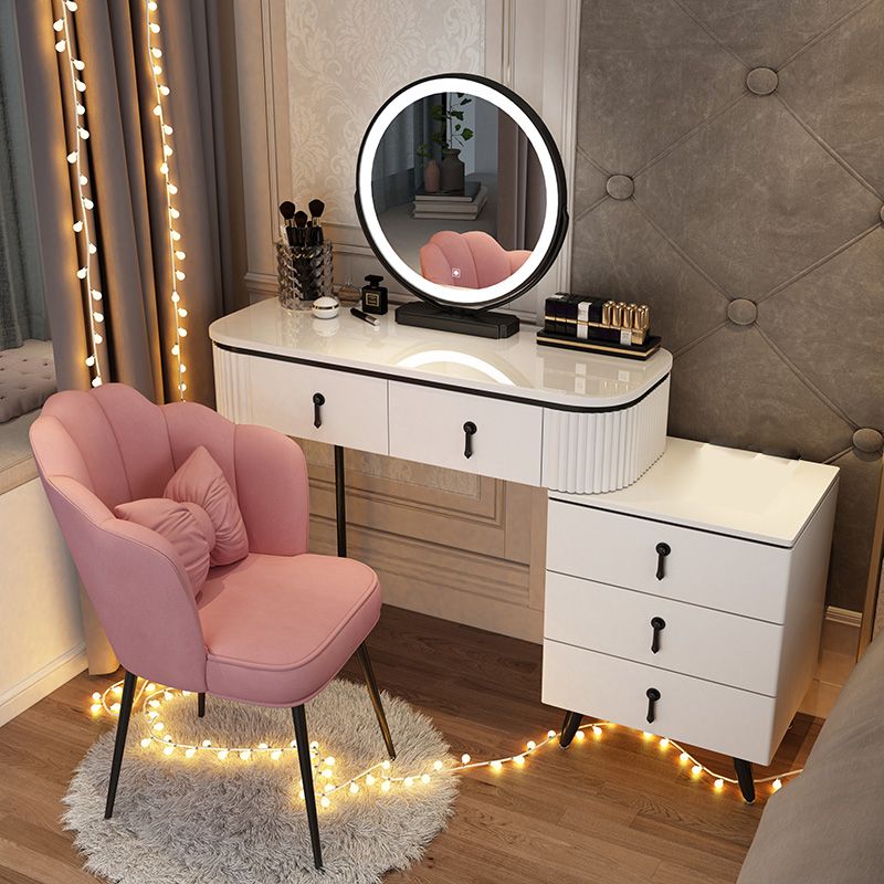 Mirrored Vanity Table and Stool Set Engineered Wood Vanity Desk