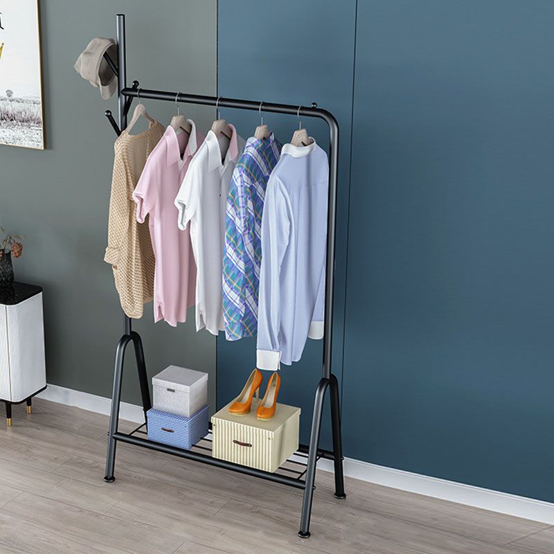 Modern Metal Hall Stand Hanging Rail Lower Shelf and Hooks Entry Hall Tree Clearhalo 'Entry & Mudroom Furniture' 'furn' 'furn_hall_tree_coat_racks' 'Furniture' 'Hall Trees & Coat Racks' 'hall_tree_coat_racks' 1200x1200_98c87265-92f7-44fe-a584-e9ec2fae493a