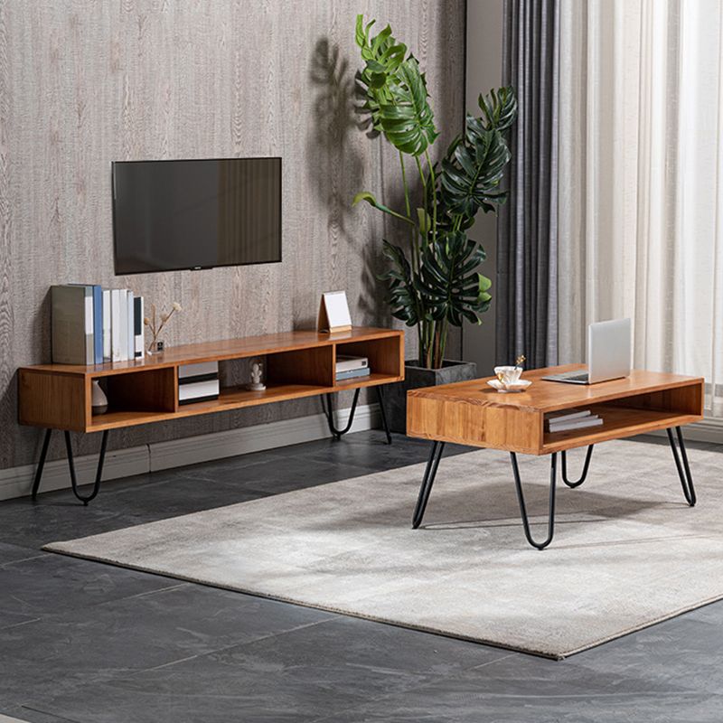 Meuble TV de rangement ouvert, Console multimédia industrielle, meuble TV pour salon