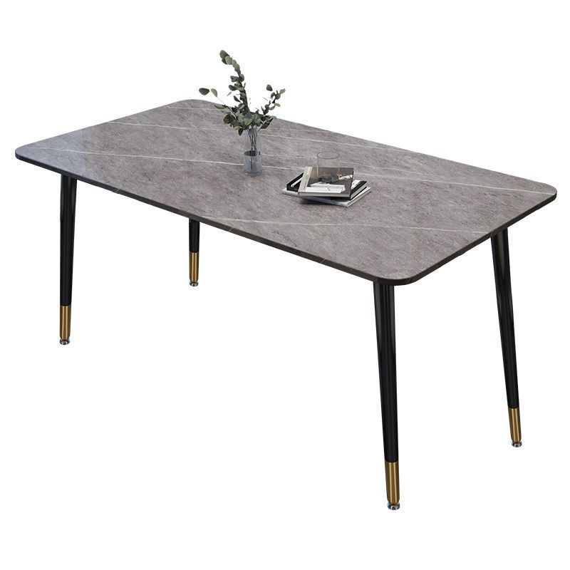 Contemporary Home Sintered Stone Scratch Resistant Dining Table Rectangle Table with 4 Legs Base Clearhalo ' dining_table' 'Dining Tables & Seating' 'Dining Tables' 'Furniture' 'furniture_dining_table' 'Kitchen & Dining Furniture' 'kitchen&dining_furn' 'kitchen' 'kitchen_dining_table' 1200x1200_98cac1fe-0548-401e-b554-cd45c66c237c
