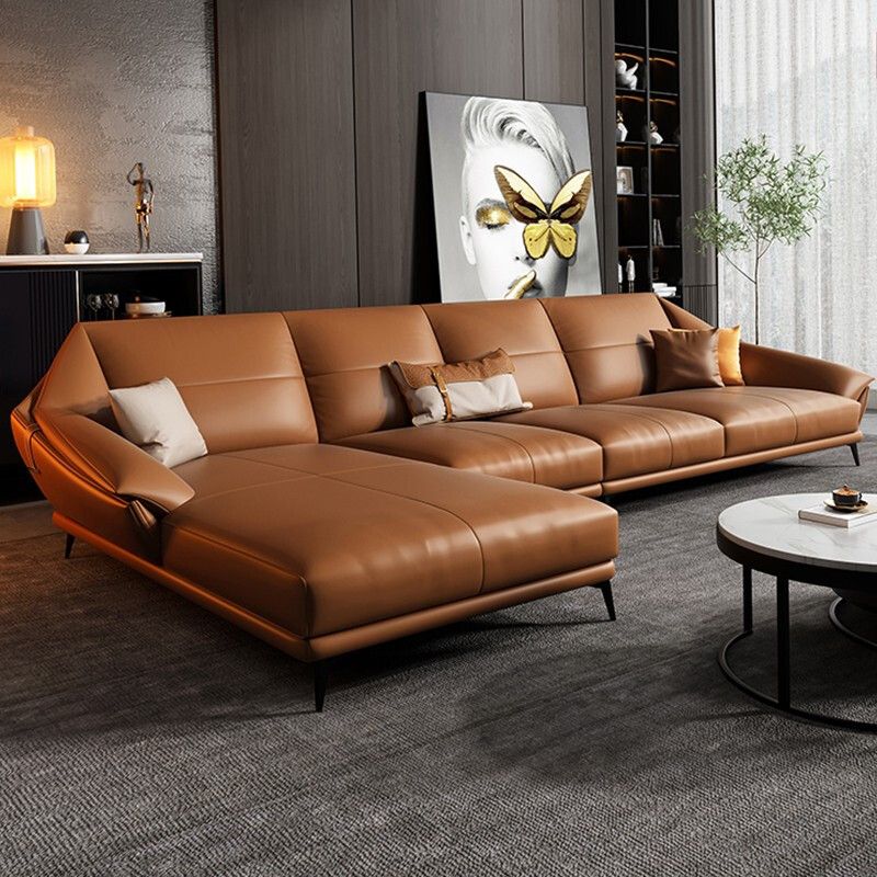 Glamofa -Chaise Stationäre echte Lederausgeflügelte Armkissen Sitzgelegenheiten