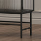 Modern Metal Curio Cabinet Glass Doors Hutch Buffet for Dining Room