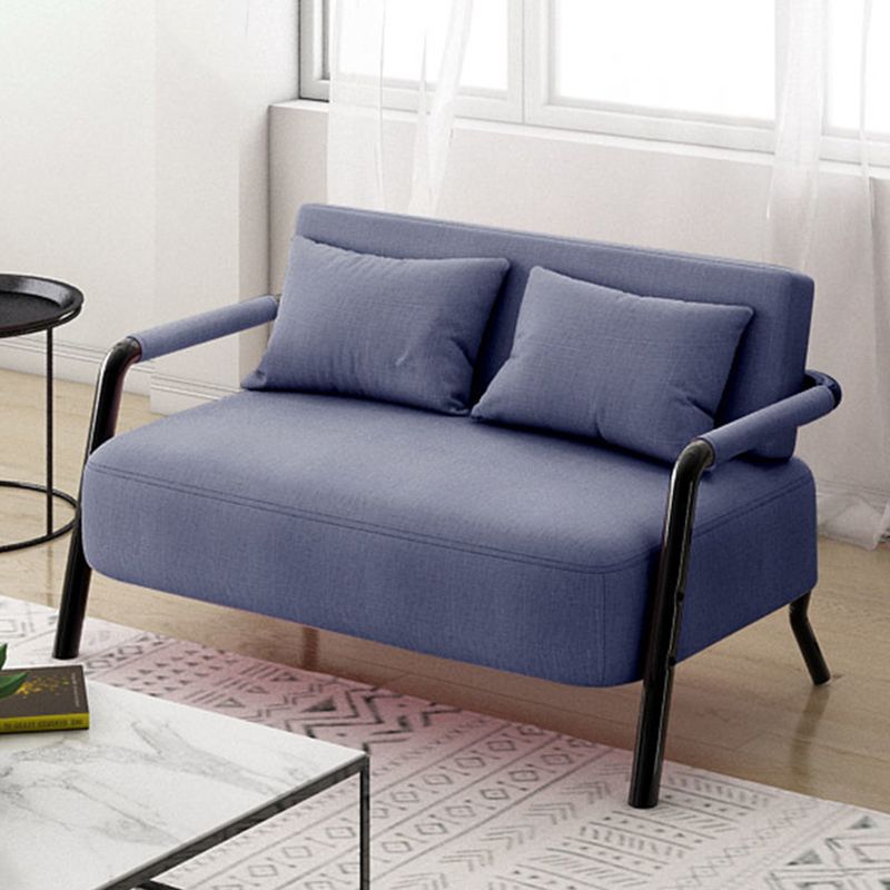 Divano contemporaneo con 2 cuscini di divano nero a braccio quadrato standard