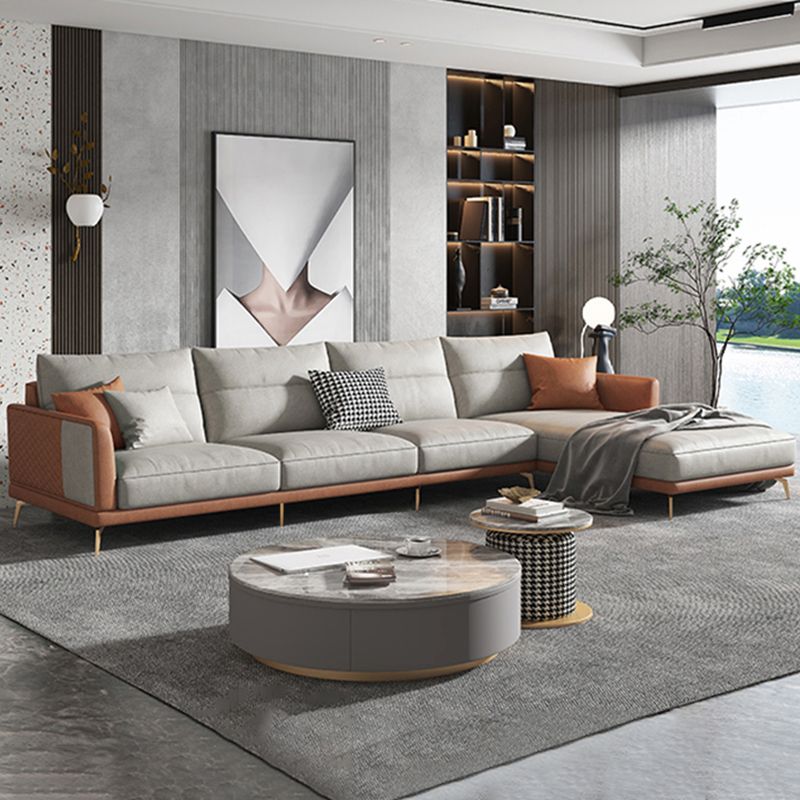 68 "" de large glamour canapé en cuir en cuir en L sectionnelles de dos