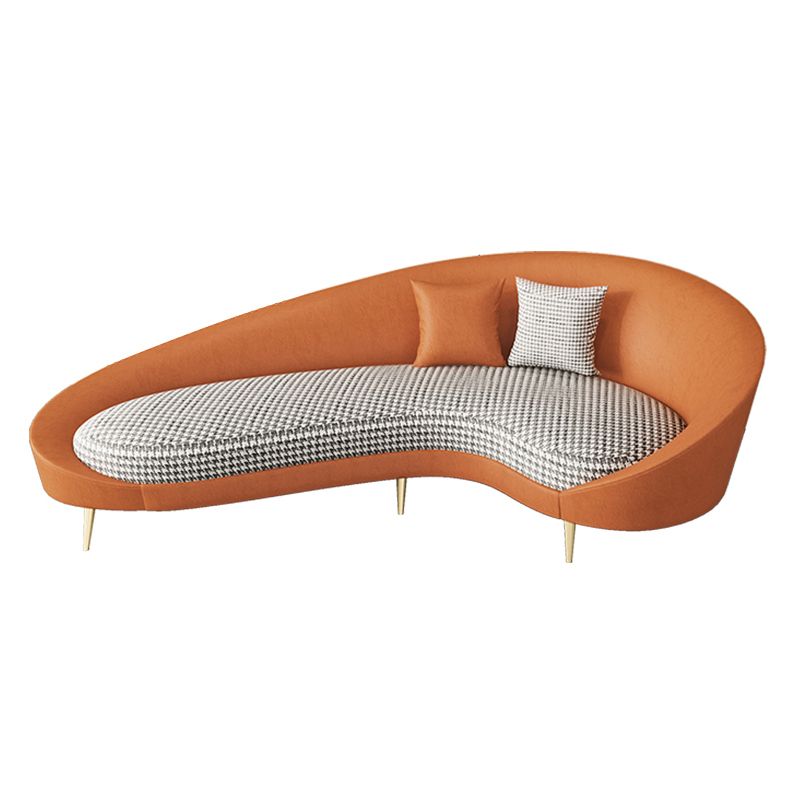 Faux Leather Sloped Arm Curved Sofa Contemporary Moon Shape Sofa
