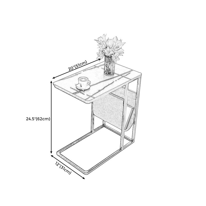 24,4 "hoher Ironcraft C Bodentisch Rechteckig Faux Marmor Top End Table mit Lagerung