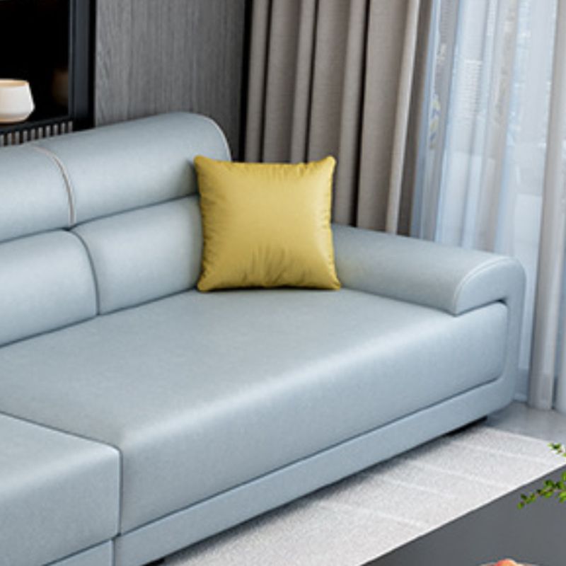 Faux Leather 4-Seater Sectional with Adjustable Head Pillow for Living Room