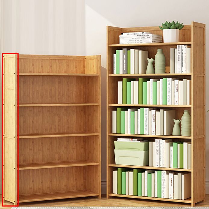 Modern Vertical Wood Book Shelf Brown Closed Back Shelf Bookcase for Study Room