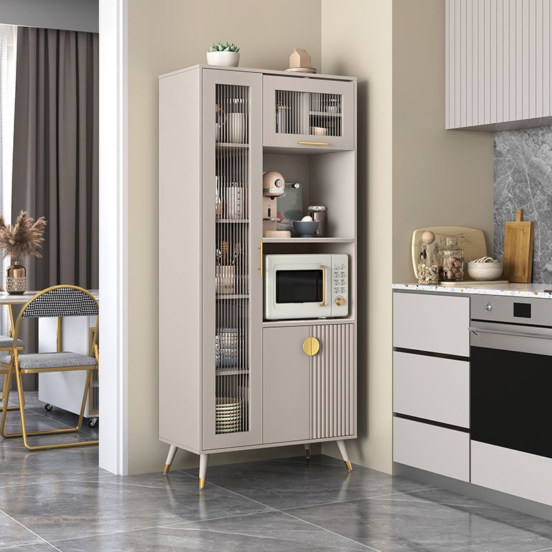 Ultra Modern Dining Hutch Glass Doors Faux Wood Storage Cabinet for Dining Room Clearhalo 'Display & China Cabinets' 'display_china_cabinets' 'furn' 'furn_display_china_cabinets' 'Furniture' 'Kitchen & Dining Furniture' 1200x1200_98d56ff0-33d4-4b74-b374-f52278c49bb1