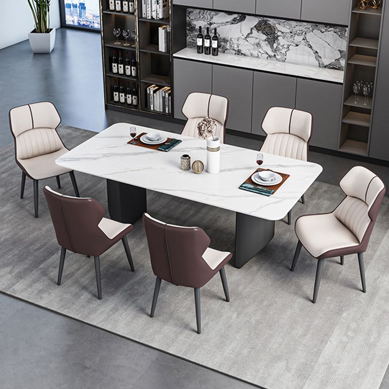 Modern 1/2/5/7 Pieces Dining Set Sintered Stone Dining Table with Leather Chairs Clearhalo 'Dining Room Sets' 'Dining Tables & Seating' 'dining_room_set' 'furn' 'furn_dining_room_set' 'Furniture' 'furniture_dining_room_set' 'Kitchen & Dining Furniture' 1200x1200_98d92f52-8337-43b8-ac8d-bc1a84b8cee5