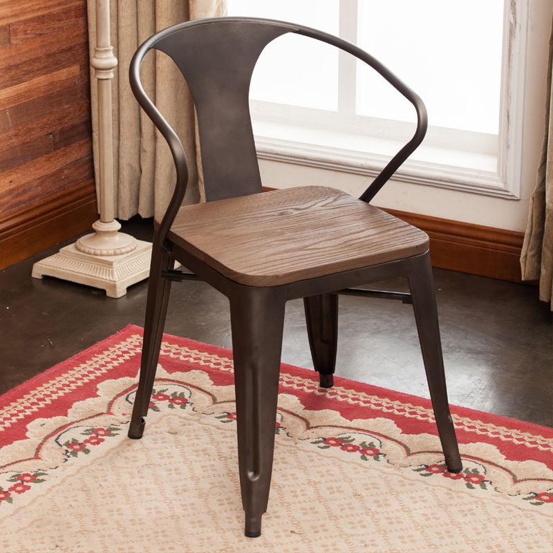 Slat Back Dining Arm Chair with Metal Legs Industrial Dining Armchairs for Coffee Bar Clearhalo ' kitchen&dining_furn' 'Dining Chairs' 'Dining Tables & Seating' 'dining_chair' 'furn' 'furn_dining_chair' 'Furniture' 'furniture_dining_chair' 'Kitchen & Dining Furniture' 'kitchen' 1200x1200_98d92fed-f025-40e5-83c5-2e62cf43ff01