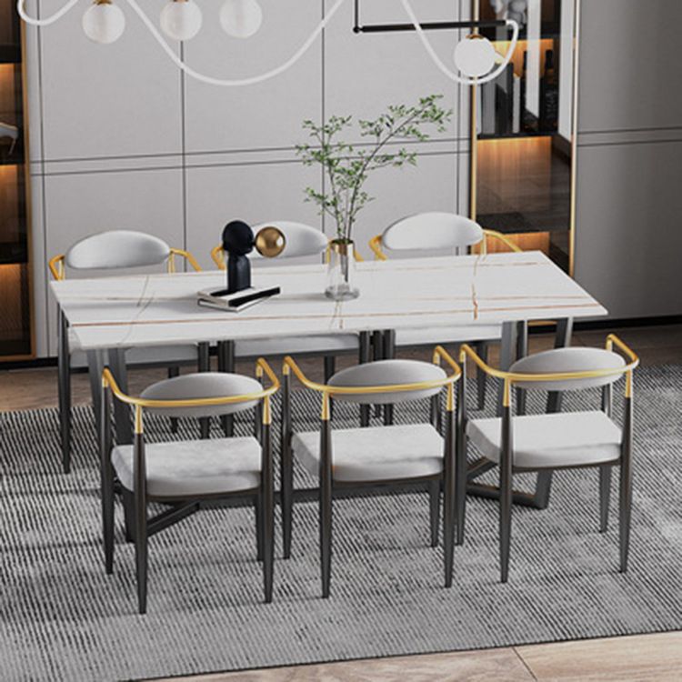 Modern Rectangle Stone Table Set 1/2/7 Pieces Dining Set for Kitchen Clearhalo 'Dining Room Sets' 'Dining Tables & Seating' 'dining_room_set' 'furn' 'furn_dining_room_set' 'Furniture' 'Kitchen & Dining Furniture' 1200x1200_98d972c5-8483-4b75-bcf9-82f354261ead