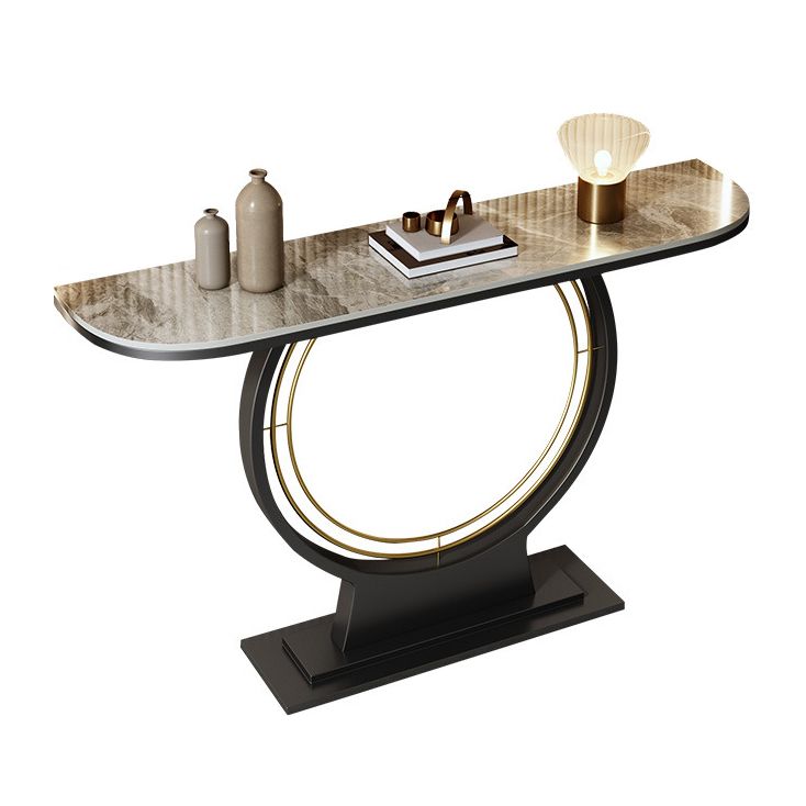 12 Inch Wide Accent Table Half Moon Stone Console Table for Hall Clearhalo 'Console Tables' 'console_tables' 'Entry & Mudroom Furniture' 'furn' 'furn_console_tables' 'Furniture' 1200x1200_98db1b9c-ffd1-48ae-9e14-bdf034108b77