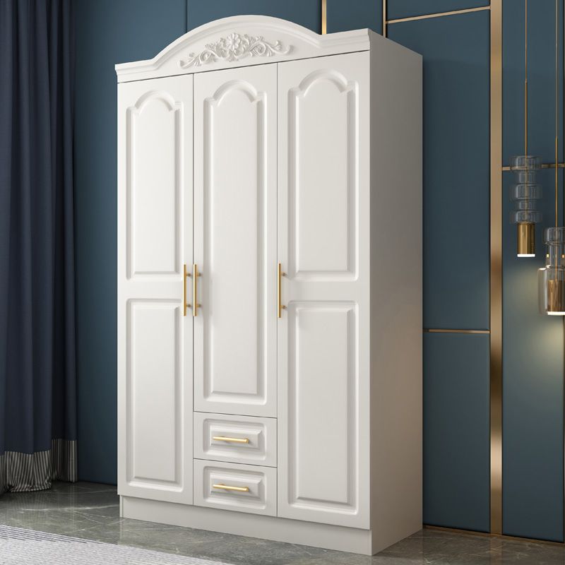 Engineered Wood Wardrobe Cabinet with Drawer White Wardrobe Closet Clearhalo 'Armoires & Wardrobes' 'armoires_wardrobes' 'Bedroom Furniture' 'furn' 'furn_armoires_wardrobes' 'Furniture' 1200x1200_98db7fc0-9b89-464d-8c97-fddcda4d3ae2