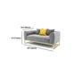 Grey Velvet Sofa with Tight Back and Gold Frame for Living Room