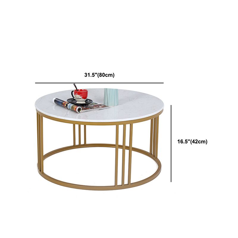 Glam Style White Round Coffee Table with Marble Top and Iron Frame Base Clearhalo 'Coffee & Accent Tables' 'Coffee Tables' 'coffee_tables' 'furn' 'furn_coffee_tables' 'Furniture' 'Living Room Furniture' 1200x1200_98e179d6-3b8e-4e9f-af22-732b9229c7ff