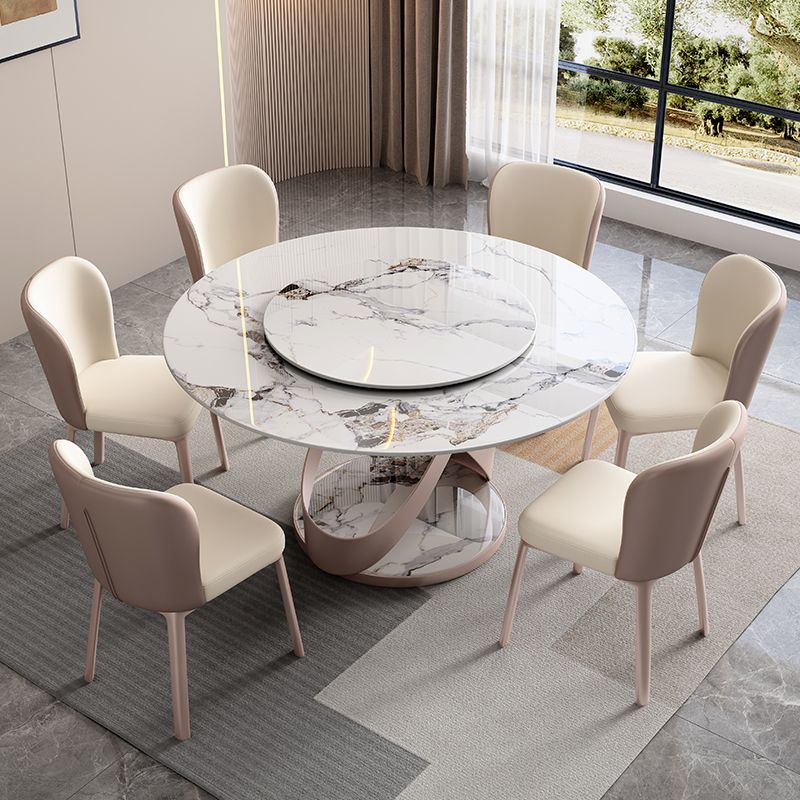 Nordic Glam Dining Round Table Dining Sintered Stone Table for Restaurant Clearhalo 'Dining Tables & Seating' 'Dining Tables' 'dining_table' 'furn' 'furn_dining_table' 'Furniture' 'furniture_dining_table' 'Kitchen & Dining Furniture' 'kitchen' 'kitchen_dining_table' 1200x1200_98e1b9c5-36b3-4a01-a8c3-44c4f0af16d6