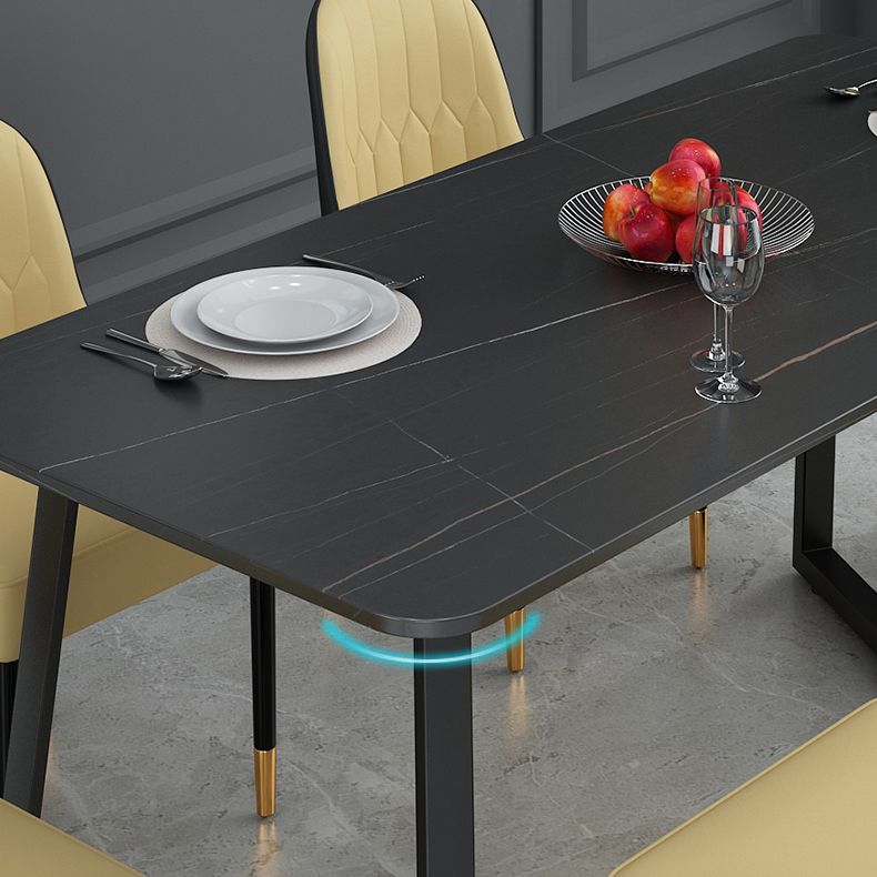 Sintered Stone Top Industrial Table for Restaurant Rectangle Dining Table Double Pedestal Clearhalo 'Dining Tables & Seating' 'Dining Tables' 'dining_table' 'furn' 'furn_dining_table' 'Furniture' 'furniture_dining_table' 'Kitchen & Dining Furniture' 'kitchen' 'kitchen_dining_table' 1200x1200_98e24e37-46b0-491c-9d58-200e42b5172b