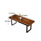 Mesa de comedor de madera Top de mesa industrial con base de trineo en negro