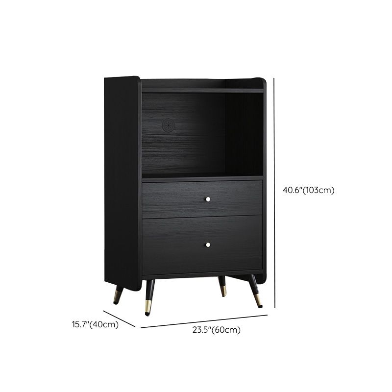 Zwarte open opbergserver Glam Wood Dining Server met 2 lades