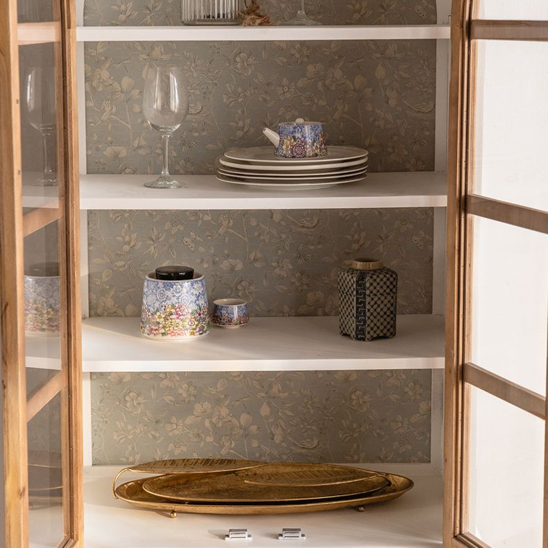 伝統的な松のディスプレイスタンドガラスドアリビングルーム用の収納キャビネット