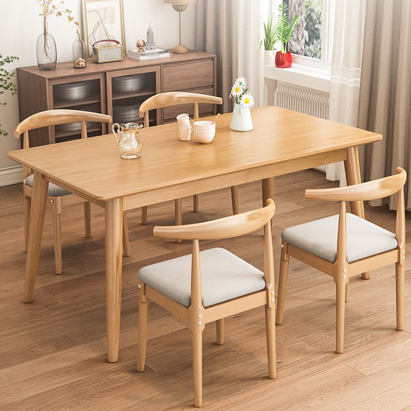 Rectangle 4 Legs Modern Dining Table Wood Color Fixed Table of Solid Wood Clearhalo ' dining_table' 'Dining Tables & Seating' 'Dining Tables' 'furn' 'furn_dining_table' 'Furniture' 'furniture_dining_table' 'Kitchen & Dining Furniture' 'kitchen&dining_furn' 'kitchen' 'kitchen_dining_table' 1200x1200_98eb4cc1-c38f-4bc7-b20d-1cd7521a1aeb