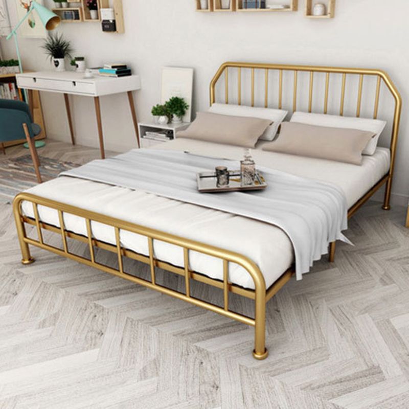 Solid Color Metal Open-Frame Bed Glam Slat Bed with Headboard Clearhalo 'Bedroom Furniture' 'Beds' 'furn' 'furn_beds' 'Furniture' 1200x1200_98eb8975-9dee-42f6-a95d-5f1a7dab5711