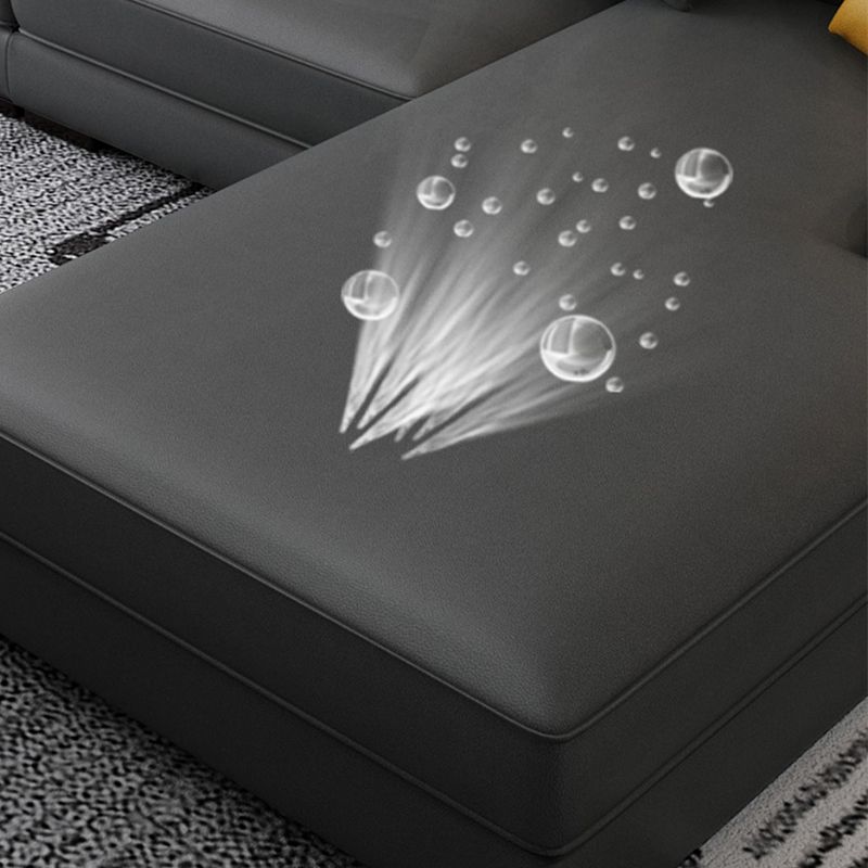 Modern Sloped Arms Sectionals 33.46"High Cushion Back Sectional Sofa with Storage, Grey Clearhalo 'furn' 'furn_sectionals' 'Furniture' 'furniture_sectionals' 'kitchen' 'kitchen_sectionals' 'Living Room Furniture' 'Sectionals' 1200x1200_98ec447d-fca3-406e-9491-9691dabc2674