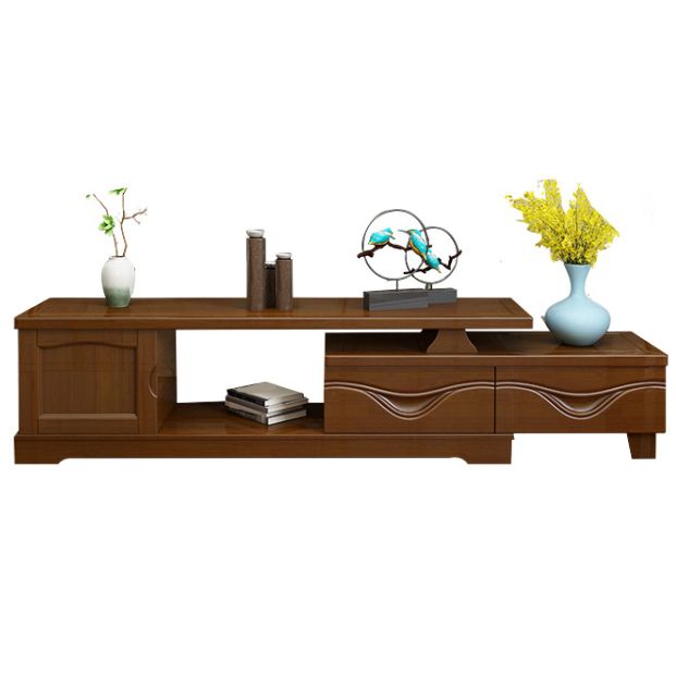 Traditionele tv -media staan ​​met laden Rubberwood Media Console