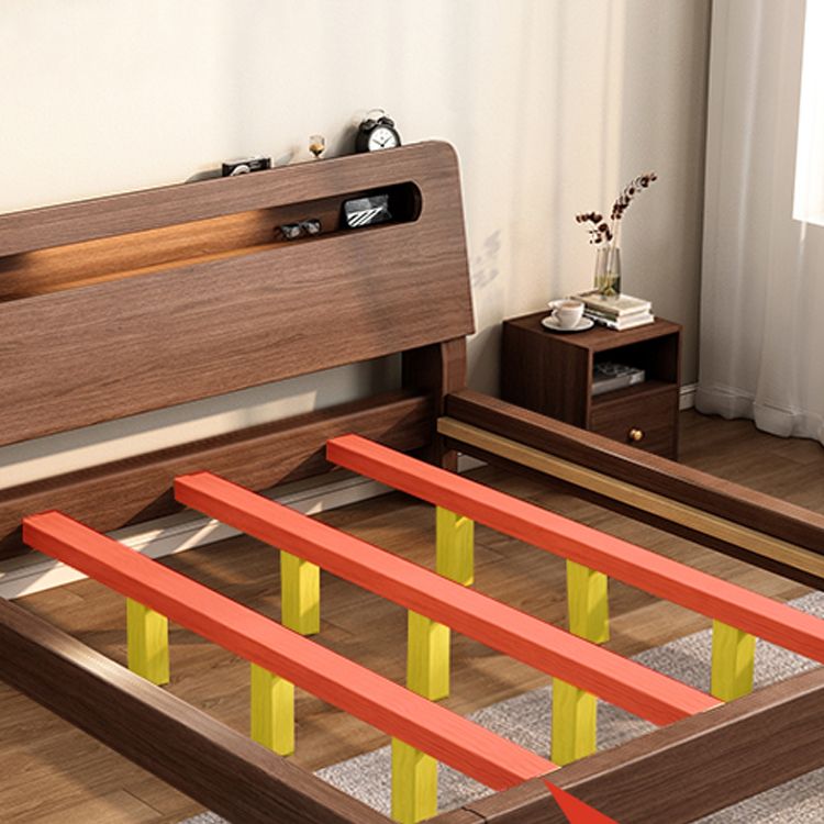 Moderno 31,49 "H letto standard a legno solido in marrone con testiera rettangolo