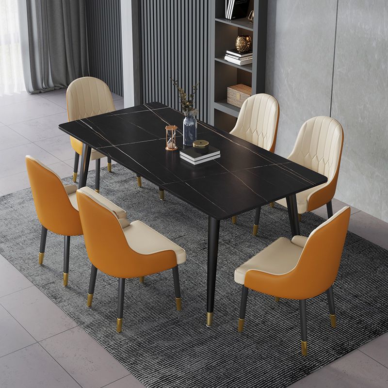 Mesa de comedor rectangular mesa de comedor de piedra con base de hierro